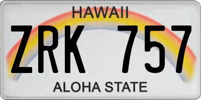 HI license plate ZRK757
