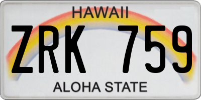 HI license plate ZRK759