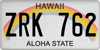 HI license plate ZRK762