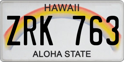 HI license plate ZRK763