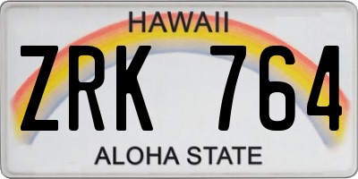 HI license plate ZRK764
