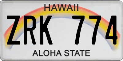 HI license plate ZRK774