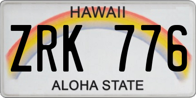 HI license plate ZRK776