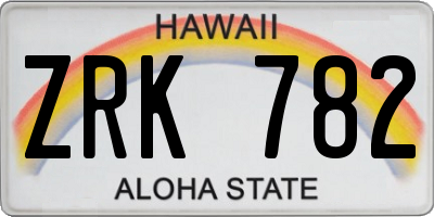 HI license plate ZRK782