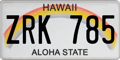 HI license plate ZRK785