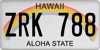 HI license plate ZRK788