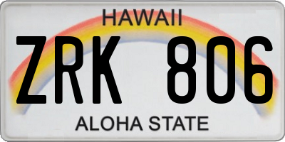 HI license plate ZRK806