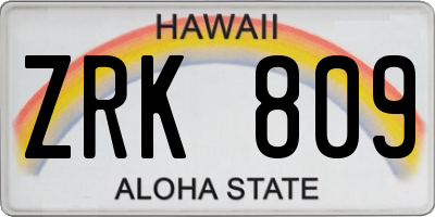HI license plate ZRK809