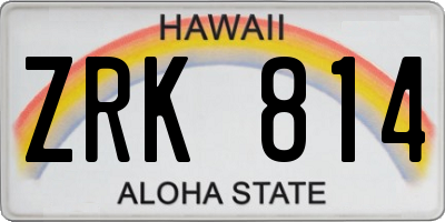 HI license plate ZRK814