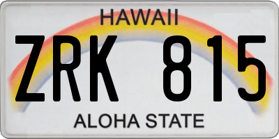 HI license plate ZRK815