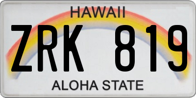 HI license plate ZRK819