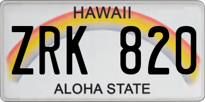 HI license plate ZRK820