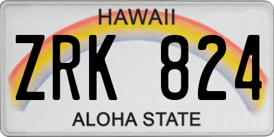 HI license plate ZRK824