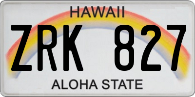 HI license plate ZRK827