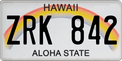 HI license plate ZRK842
