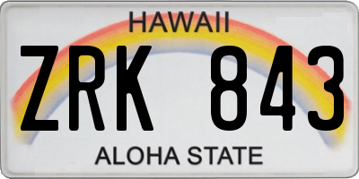 HI license plate ZRK843