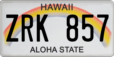 HI license plate ZRK857