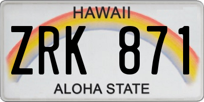 HI license plate ZRK871