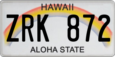 HI license plate ZRK872