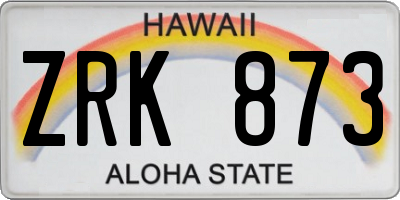HI license plate ZRK873
