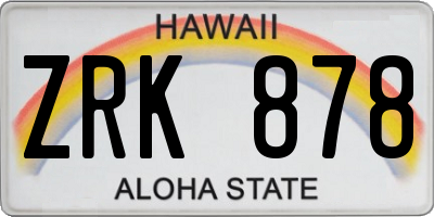 HI license plate ZRK878