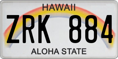 HI license plate ZRK884