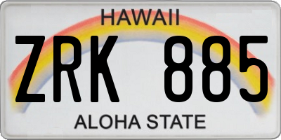 HI license plate ZRK885