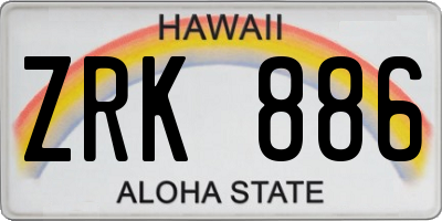 HI license plate ZRK886