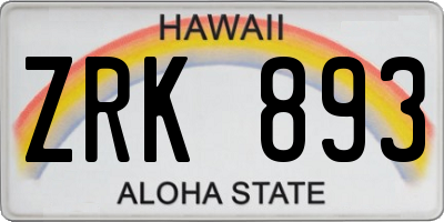 HI license plate ZRK893