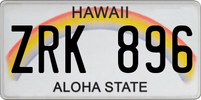 HI license plate ZRK896
