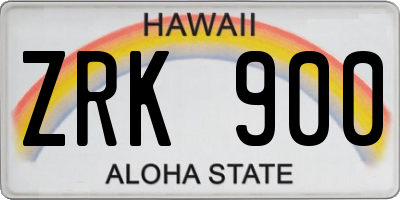 HI license plate ZRK900