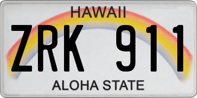 HI license plate ZRK911