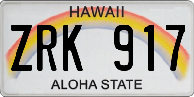 HI license plate ZRK917