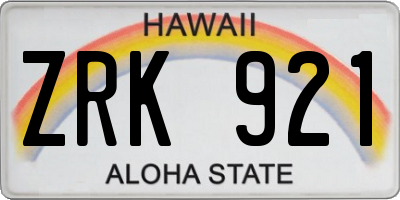 HI license plate ZRK921