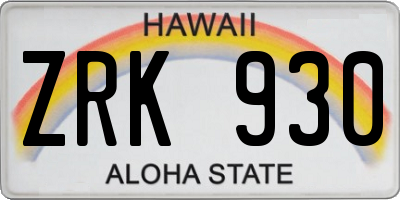 HI license plate ZRK930