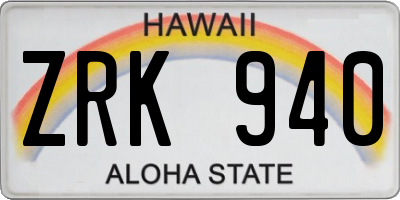 HI license plate ZRK940