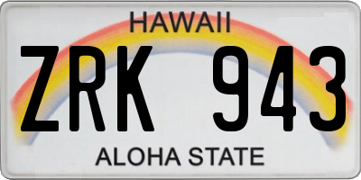 HI license plate ZRK943