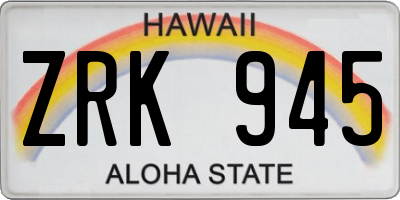 HI license plate ZRK945