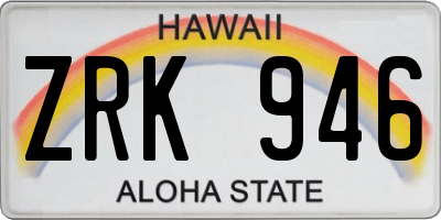 HI license plate ZRK946