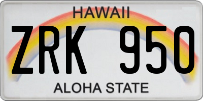 HI license plate ZRK950
