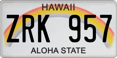 HI license plate ZRK957