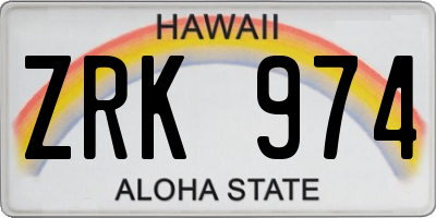 HI license plate ZRK974