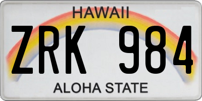 HI license plate ZRK984