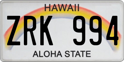 HI license plate ZRK994