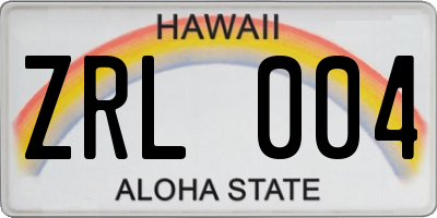 HI license plate ZRL004