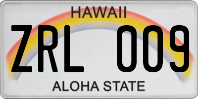 HI license plate ZRL009