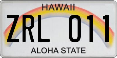 HI license plate ZRL011
