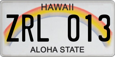 HI license plate ZRL013