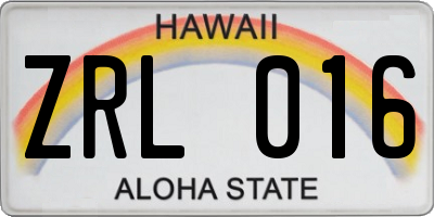 HI license plate ZRL016