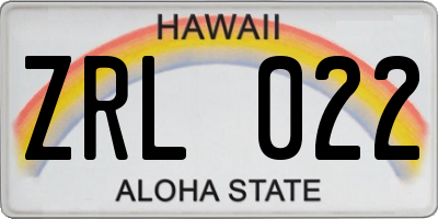 HI license plate ZRL022